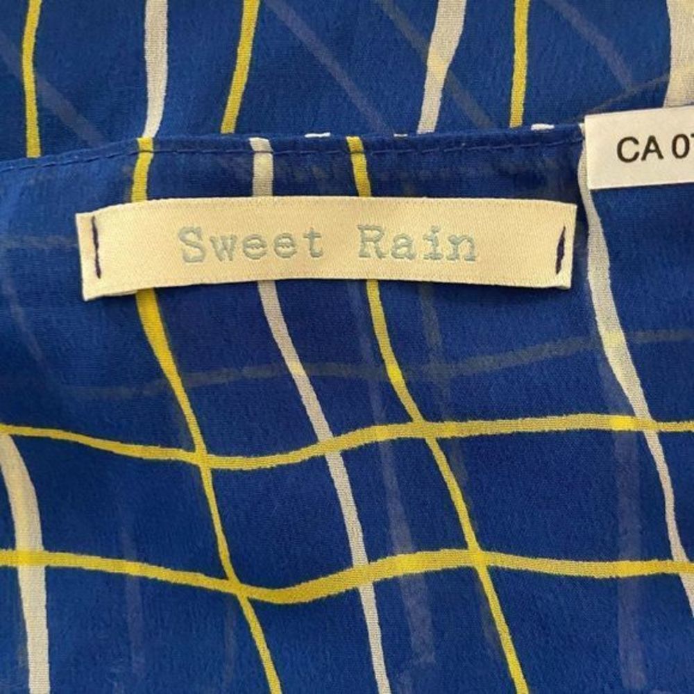 SWEET RAIN Blue & Yellow Plaid Open Back Blouse - Picture 6 of 8